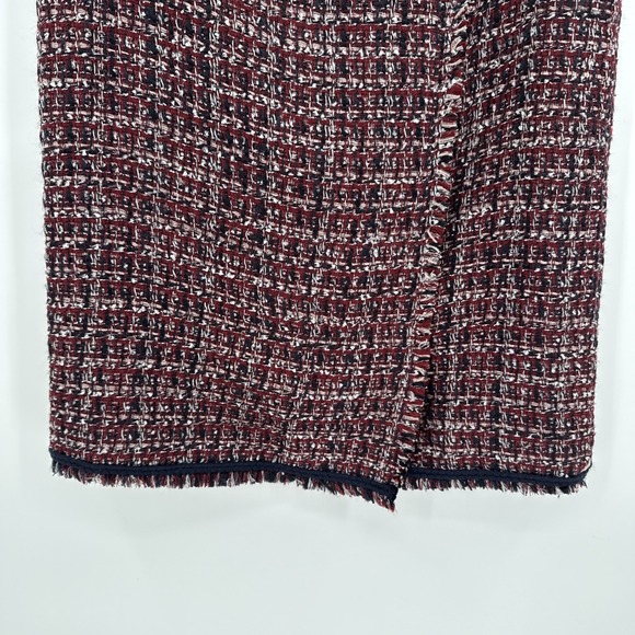 Talbots Womens Tweed Burgundy Fringe Pencil Skirt Sz 12 Office Academia Career - Picture 4 of 12